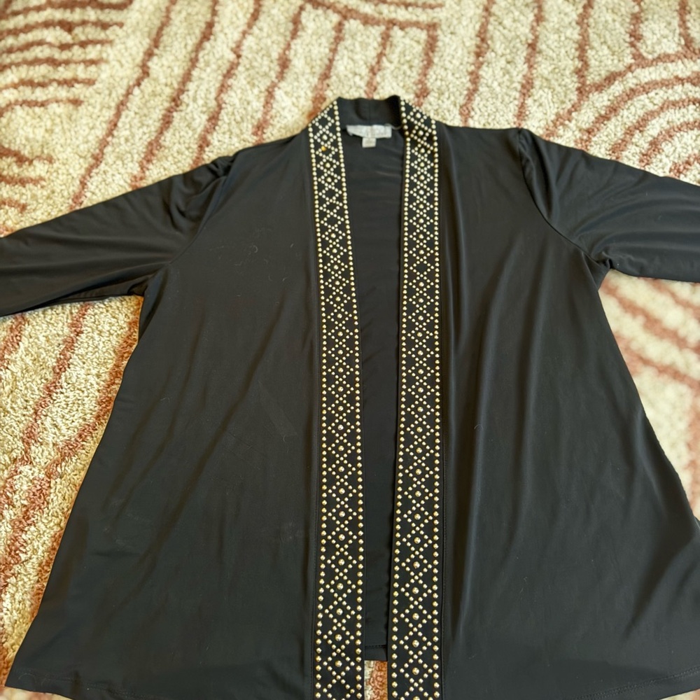 Carolyn Taylor Black Cardigan with Gold Studs